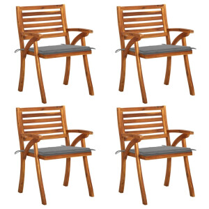 vidaXL Tuinstoelen 4 st met kussens massief acaciahout