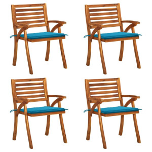 vidaXL Tuinstoelen 4 st met kussens massief acaciahout