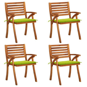 vidaXL Tuinstoelen 4 st met kussens massief acaciahout