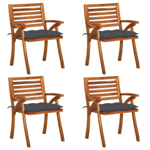 vidaXL Tuinstoelen 4 st met kussens massief acaciahout