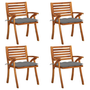 vidaXL Tuinstoelen 4 st met kussens massief acaciahout
