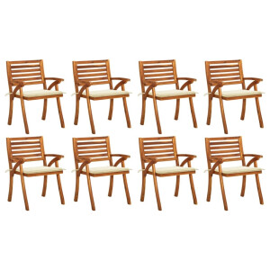 vidaXL Tuinstoelen 8 st met kussens massief acaciahout