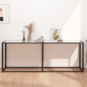 vidaXL Wandtafel 200x35x75,5 cm gehard glas witmarmerkleurig