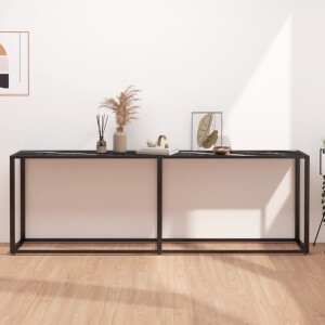 vidaXL Wandtafel 220x35x75,5 cm gehard glas zwartmarmerkleurig