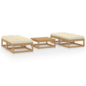 vidaXL 5-delige Loungeset met kussens massief grenenhout