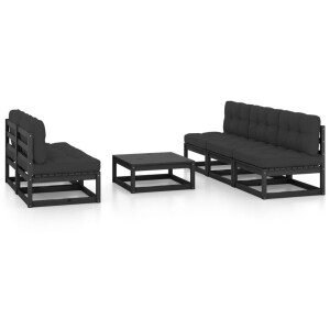 vidaXL 6-delige Loungeset met kussens massief grenenhout