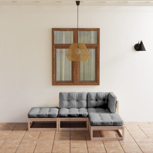 vidaXL 4-delige Loungeset massief grenenhout