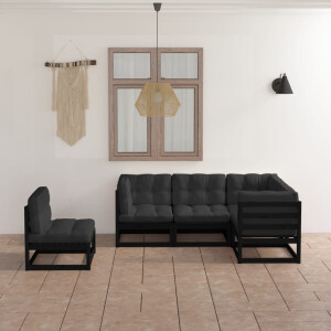 vidaXL 5-delige Loungeset met kussens massief grenenhout