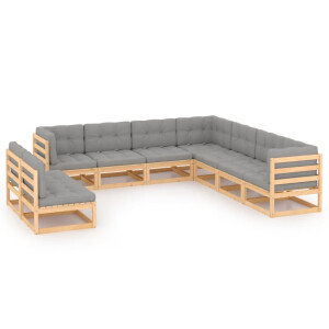 vidaXL 9-delige Loungeset met kussens massief grenenhout