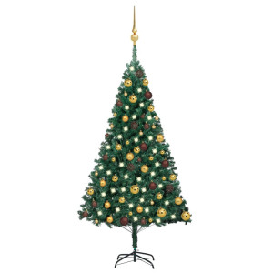 vidaXL Kunstkerstboom met verlichting en kerstballen 120 cm PVC groen