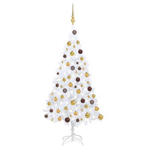 vidaXL Kunstkerstboom met verlichting en kerstballen 120 cm PVC wit