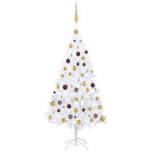 vidaXL Kunstkerstboom met verlichting en kerstballen 150 cm PVC wit