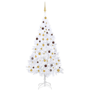 vidaXL Kunstkerstboom met verlichting en kerstballen 210 cm PVC wit