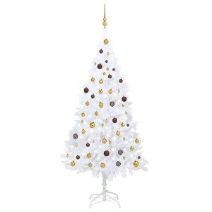 vidaXL Kunstkerstboom met verlichting en kerstballen 210 cm PVC wit