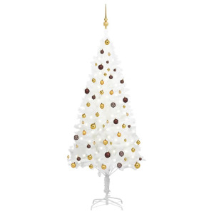 vidaXL Kunstkerstboom met verlichting en kerstballen 210 cm PVC wit