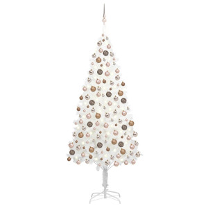 vidaXL Kunstkerstboom met verlichting en kerstballen 210 cm PVC wit