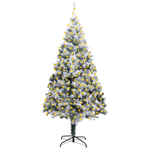 vidaXL Kunstkerstboom met verlichting en sneeuw PVC 400 cm groen