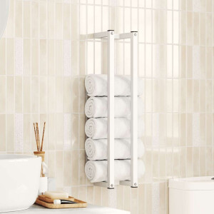 vidaXL Handdoekenrek 12,5x12,5x60 cm staal wit