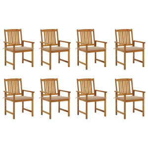 vidaXL Tuinstoelen 8 st met kussens massief acaciahout