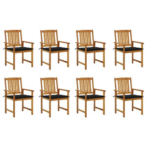 vidaXL Tuinstoelen 8 st met kussens massief acaciahout