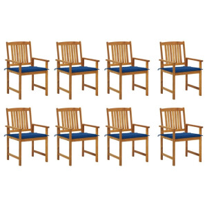 vidaXL Tuinstoelen 8 st met kussens massief acaciahout