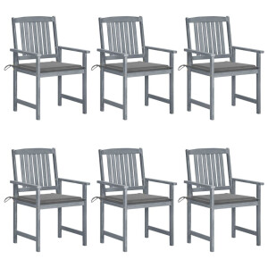 vidaXL Tuinstoelen 6 st met kussens massief acaciahout grijs