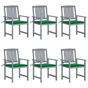 vidaXL Tuinstoelen 6 st met kussens massief acaciahout grijs