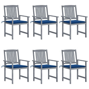 vidaXL Tuinstoelen 6 st met kussens massief acaciahout grijs