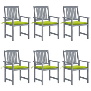vidaXL Tuinstoelen 6 st met kussens massief acaciahout grijs