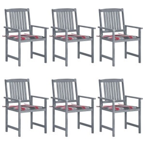 vidaXL Tuinstoelen 6 st met kussens massief acaciahout grijs