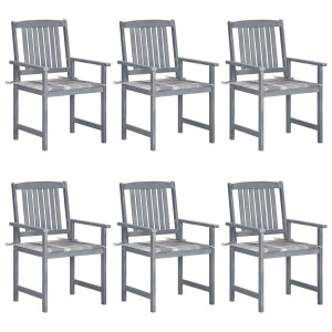 vidaXL Tuinstoelen 6 st met kussens massief acaciahout grijs