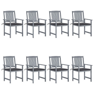vidaXL Tuinstoelen 8 st met kussens massief acaciahout grijs