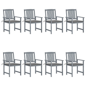 vidaXL Tuinstoelen 8 st met kussens massief acaciahout grijs