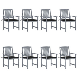 vidaXL Tuinstoelen 8 st met kussens massief acaciahout grijs