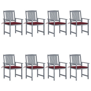 vidaXL Tuinstoelen 8 st met kussens massief acaciahout grijs