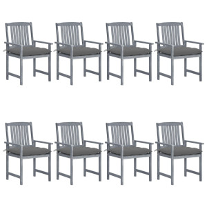vidaXL Tuinstoelen 8 st met kussens massief acaciahout grijs