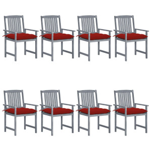 vidaXL Tuinstoelen 8 st met kussens massief acaciahout grijs