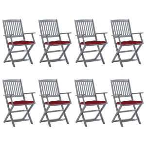 vidaXL Tuinstoelen 8 st inklapbaar met kussens massief acaciahout