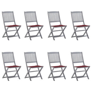 vidaXL Tuinstoelen 8 st inklapbaar met kussens massief acaciahout