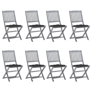 vidaXL Tuinstoelen 8 st inklapbaar met kussens massief acaciahout