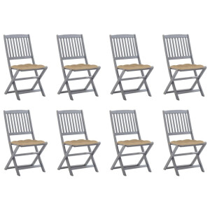 vidaXL Tuinstoelen 8 st inklapbaar met kussens massief acaciahout