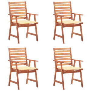 vidaXL Tuinstoelen 4 st met kussens massief acaciahout