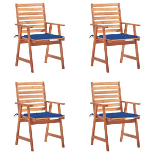 vidaXL Tuinstoelen 4 st met kussens massief acaciahout