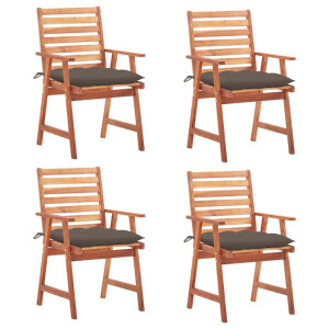 vidaXL Tuinstoelen 4 st met kussens massief acaciahout