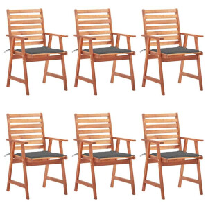 vidaXL Tuinstoelen 6 st met kussens massief acaciahout