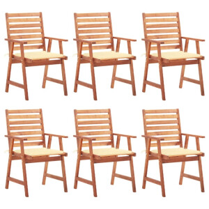 vidaXL Tuinstoelen 6 st met kussens massief acaciahout