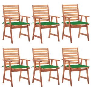 vidaXL Tuinstoelen 6 st met kussens massief acaciahout