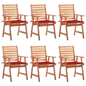 vidaXL Tuinstoelen 6 st met kussens massief acaciahout