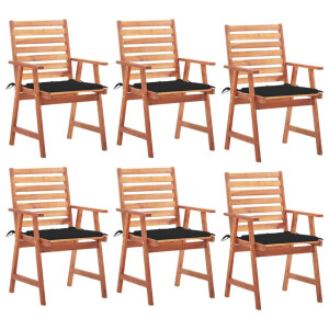 vidaXL Tuinstoelen 6 st met kussens massief acaciahout
