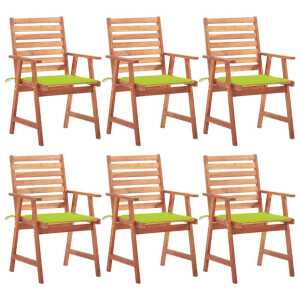 vidaXL Tuinstoelen 6 st met kussens massief acaciahout